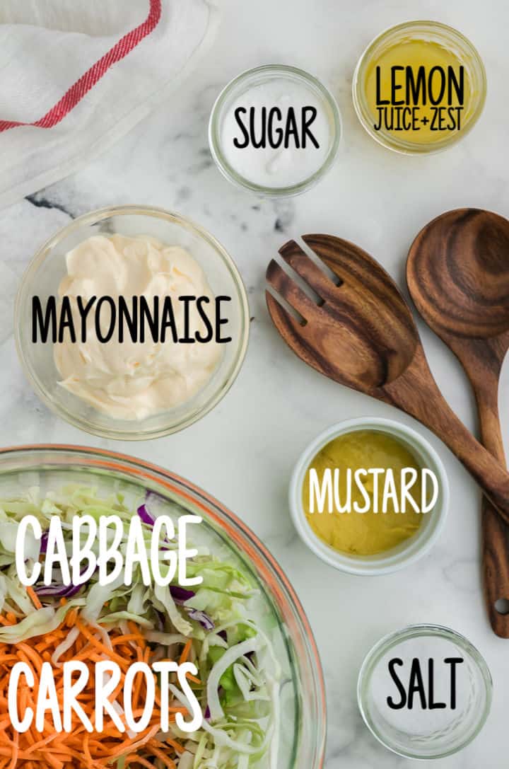 Ingredients needed to make this creamy, refreshing coleslaw