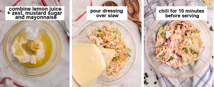 more steps showing how to make coleslaw